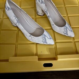 Cole Haan Women's White and Gray Snakeskin Heels